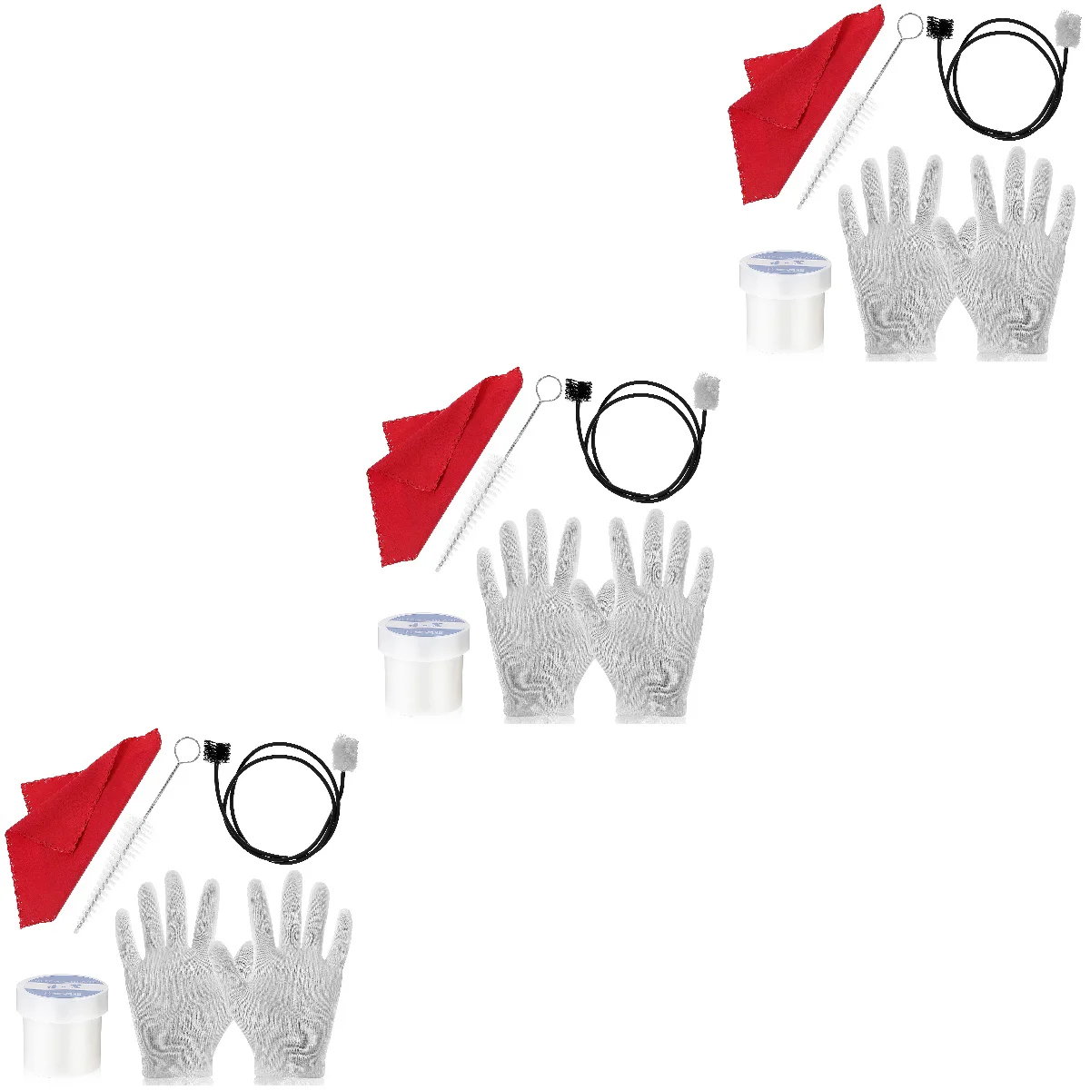 

3 PCS Horn Cleaning Kit Wind Instruments Trumpet Tool Set Care Cloths Flute Brush Pull Tube Mouthpiece