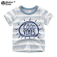 children letter printing t shirts short sleeve clothes boys casual tops cotton striped blouses for kids girls 2 7y camisetas