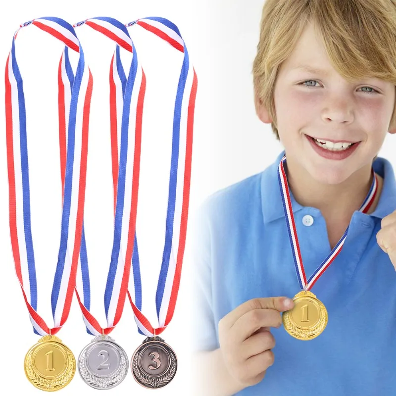 

Металлические награды, медали с лентой для шеи, золотой, серебряный, бронзовый стиль для занятий спортом, академической или любого соревнования, диаметр 5 см, школьные принадлежности
