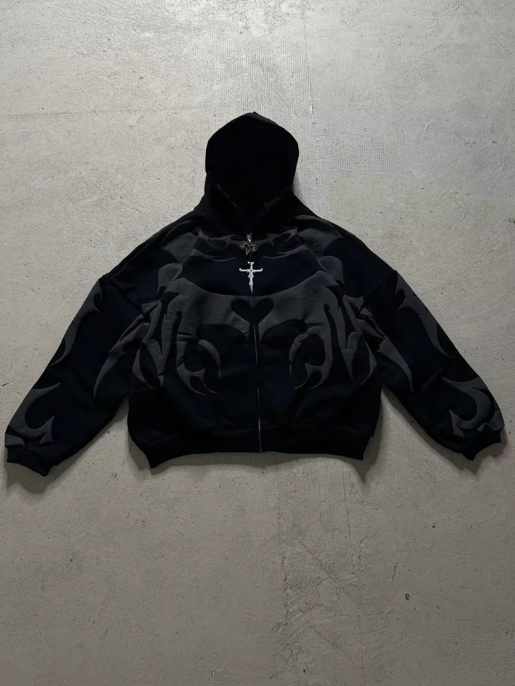 ZSIIBO Зимний оверсайз полосатый свитер с принтом