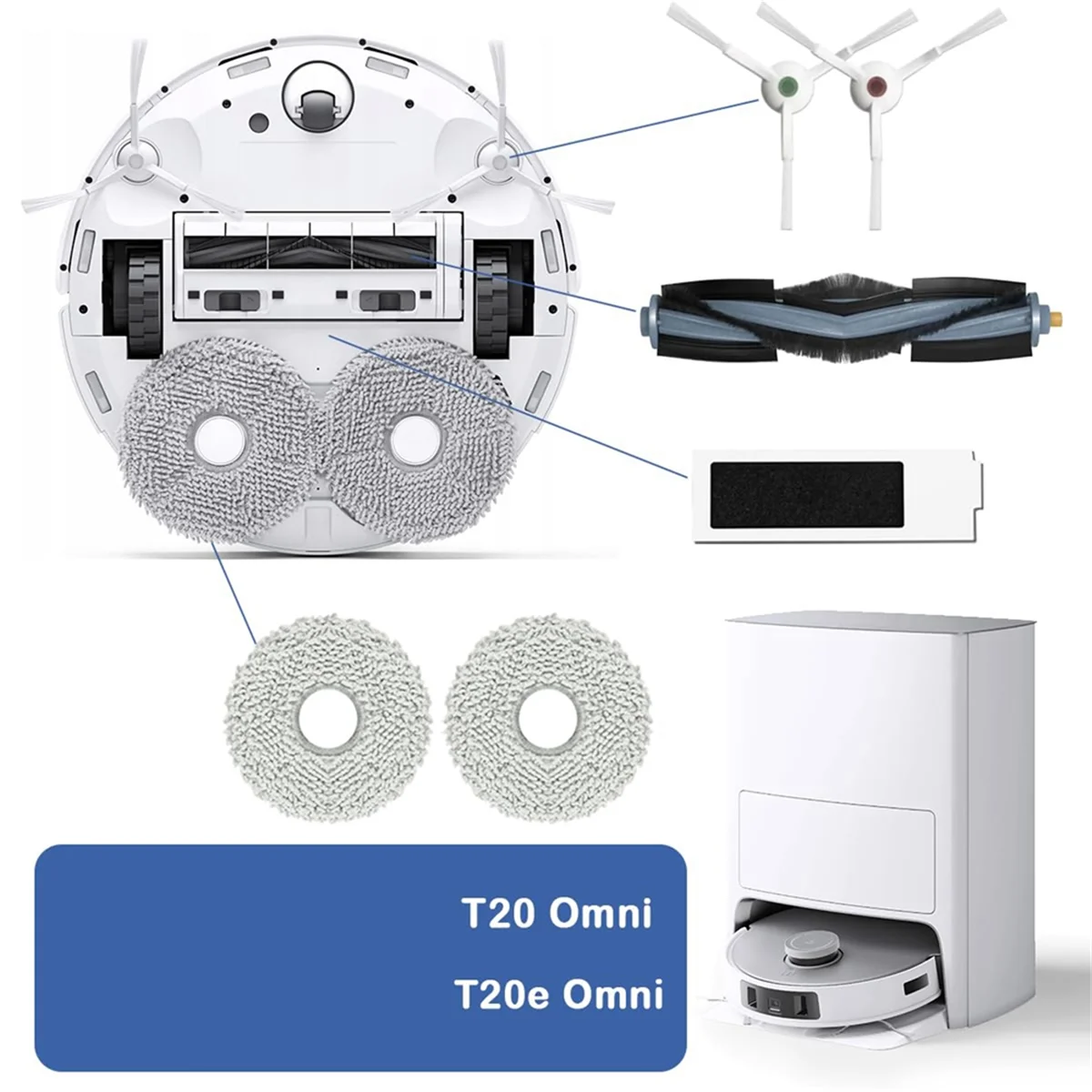 Набор аксессуаров для Ecovacs Deebot T20E Omni/T20 Omni фильтр-ролик запасные части