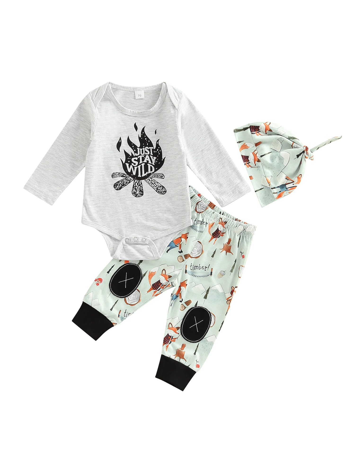

Newborn Baby Boy Clothes Letter Print Long Sleeve Romper Pants Hat Set 3pcs Outfits Set Fall Winter Clothing