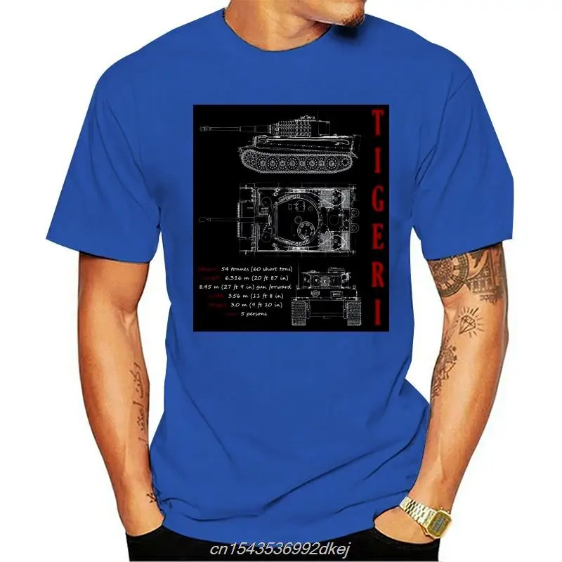 

Tiger 1 Tank Blueprint Patent German Army Panzer WW2 Wehrmacht T-shirt Men Women Cartoon Casual Short