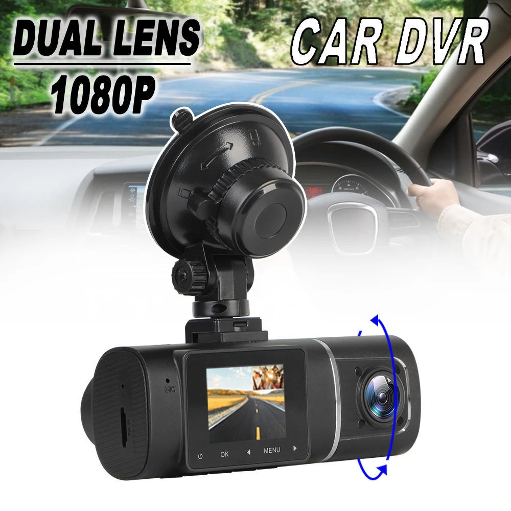 

G-Sensor Dual Lens Cycle Recording Car DVR Dash Camera 1080P Video Recorder Full HD Front and Inside Cabin Camera