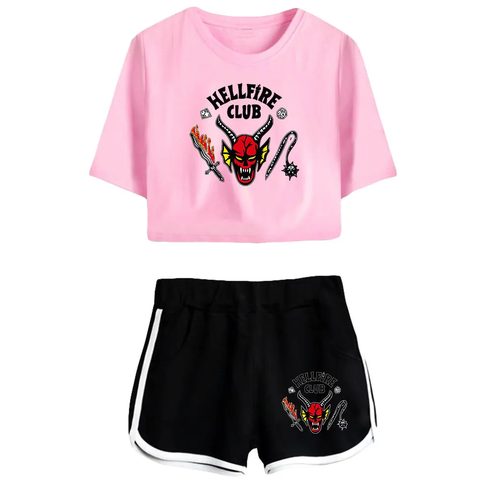 

Hellfire Club Crop Top Shorts Women Things Season 4 T Shirt Cosplay Costumes Sport Shorts