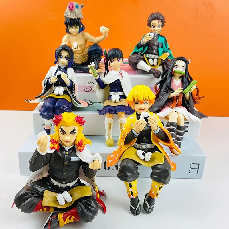 

Anime Demon Slayer Figure Nezuko Kamado Tanjiro Kawaii Sitting Action Figure Blade Of Ghost Graphic PVC Collectible Model Toys