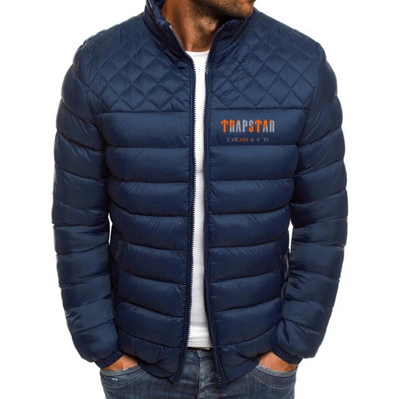 TRAPSTAR Mens Parka Jacket Winter Warm Coat Men Stand Collar Puffer Jacket Solid Plus Size Overcoat Zipper Streetwear Casual Jac