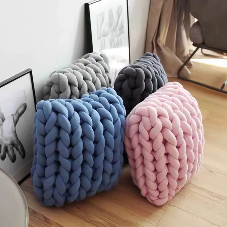 

New Style Hand-woven Coarse Wool Pillow Filled with Cotton Fabric Thread Woven Cushion Sofa Chair Cushion Pillow Waist Pillow