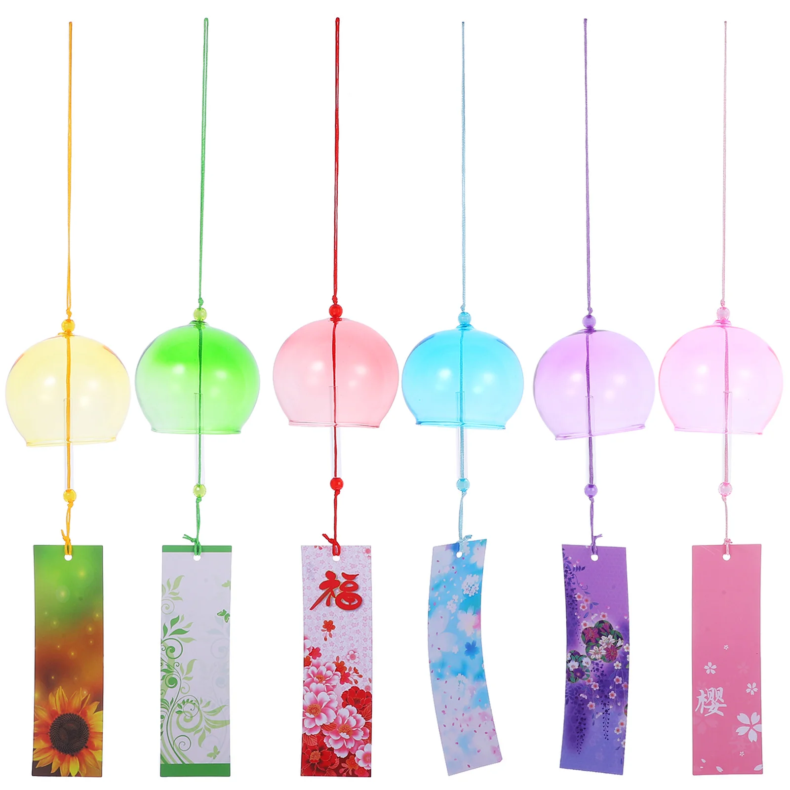 

6 Pcs Wedding Decorations Japanese Wind Chime Style Chimes Balcony Pendants Decorative Glass Bells Hanging Paper Window Home
