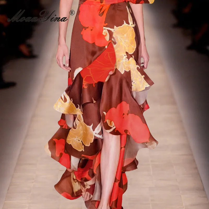 Женское асимметричное платье MoaaYina весеннее дизайнерское винтажное с v-образным