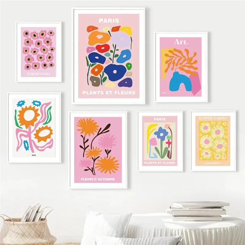 

Flower Leaf Daisy Minimalist Abstract Posters and Prints Wall Art Canvas Painting Pictures for Living Room Decoration Home Decor