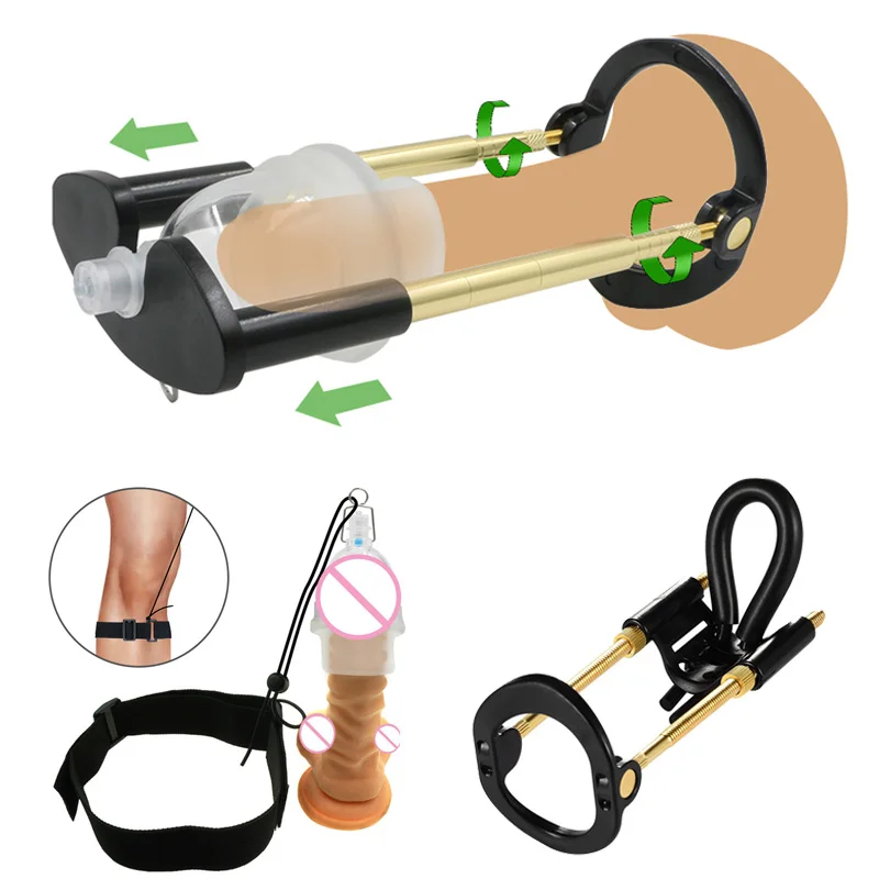 

Penis Pump Extender Enlarger Stretcher Bending Correct Sex Toys Men Dick Tension Enhancer Traction Enlargement with Vacuum Cup