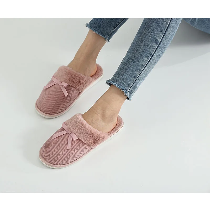 Litfun женские зимние меховые пушистые домашние тапочки теплые хлопковые с