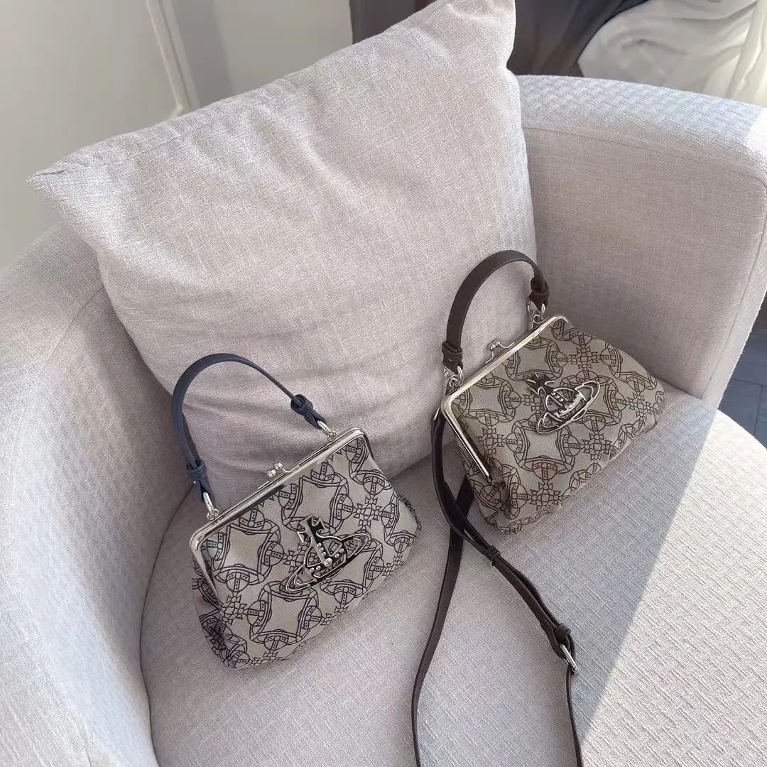 

2022 dumpling bag Vivienne Vintage Vintage Vintage clip chain bag cross-body tote bag superior texture vintage niche printed bag