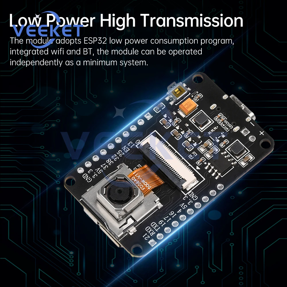 Плата разработки ESP32-CAM Модуль Wi-Fi Bluetooth CH340X OV5640 AF-72 мм Камера 500 Вт Пиксель