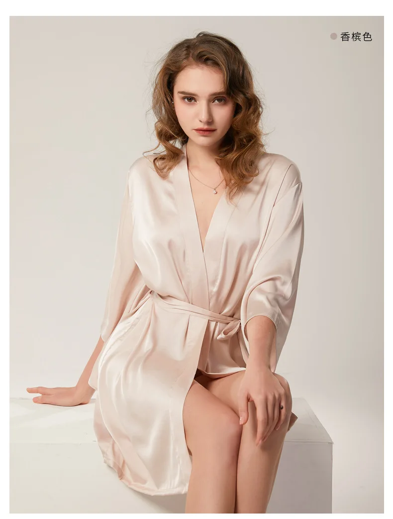 Embroidery Robes Flare Sleeve Nightgown Bridesmaid Women's Wedding Nightgowns Spring New Thin Bride Gown Blush Navy Robes Solid