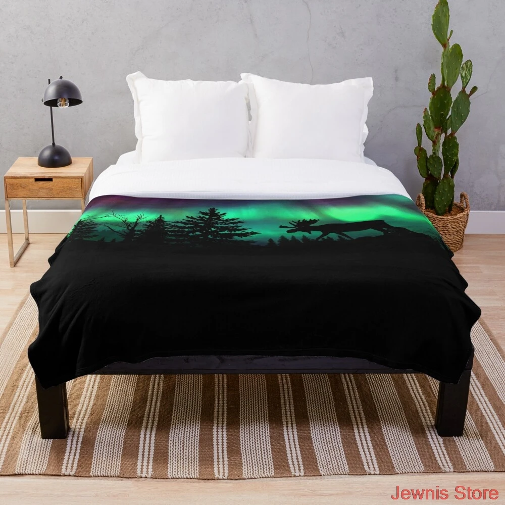 

Moose Throw Blanket Adult Fashion Quilts Home Office Washable Duvet Casual All Season Living Sherpa Blanket