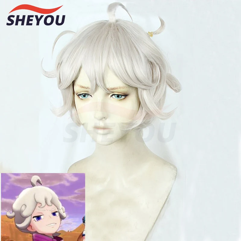 Высококачественный аниме меч и щит BEDE Короткие вьющиеся льняные серые