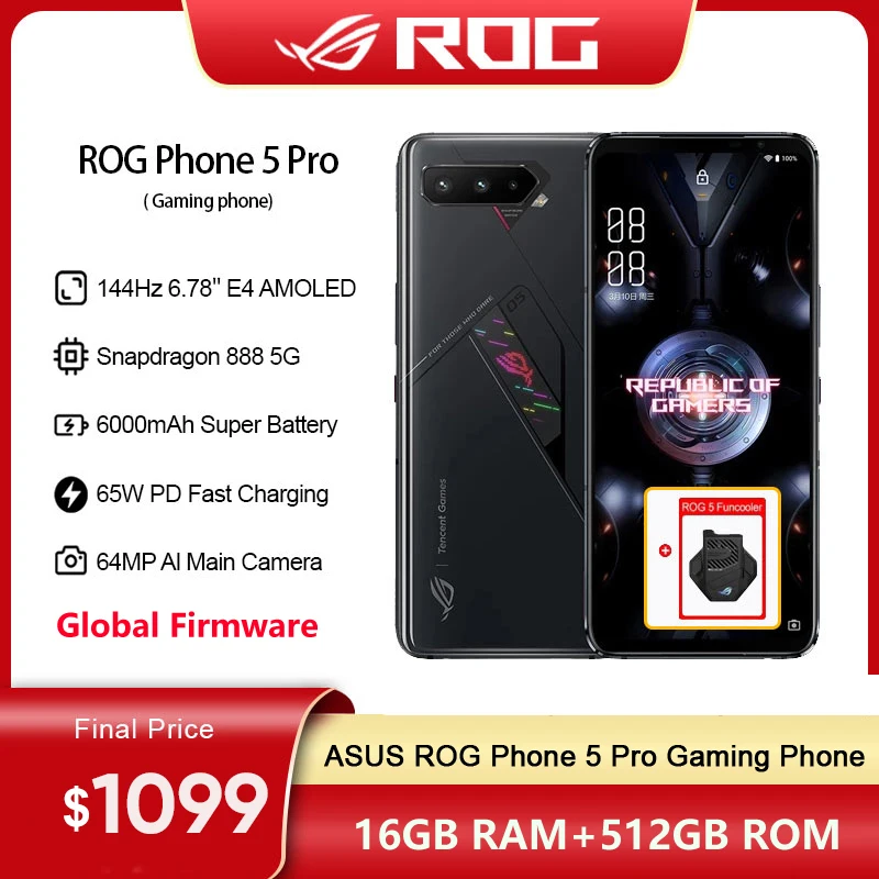 

Смартфон ASUS ROG Phone 5 Pro, телефон с глобальной прошивкой, дисплей Snapdragon 888, 6,78 дюйма, 144 Гц, AMOLED, 6000 мАч, 65 Вт, быстрая зарядка, игровой телефон с NFC