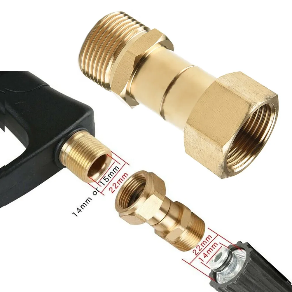 

High Pressure Washer Swivel Joint Brass Connector Garden Hose Fitting M22 14mm Thread 360 Degree Rotation Hose Sprayer Tool Part