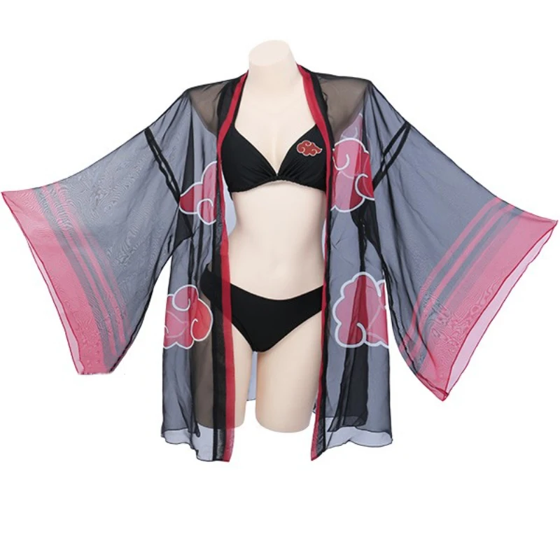 Akatsuki купальник для косплея женское кимоно накидка на бикини 3 шт. летняя пляжная
