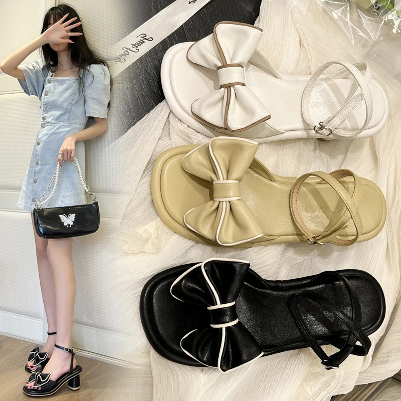 

Женские босоножки на высоком каблуке, бежевые Нескользящие универсальные сандалии-гладиаторы, удобная обувь для девочек, лето 2022