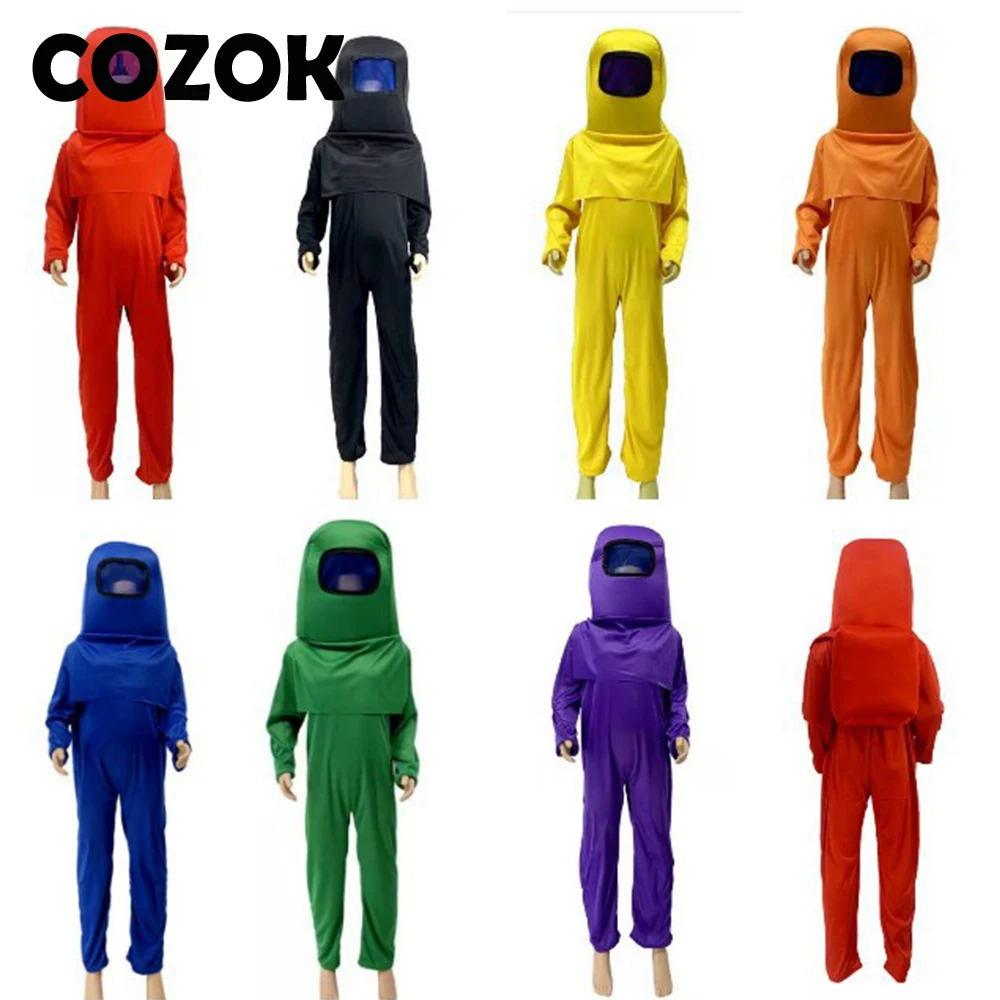 BKQU Hot Game Space Kill Costume Anime Among Us Mask Backpack Bodysuit Carnival Cosplay Jumpsuit Kids Halloween Dress Up