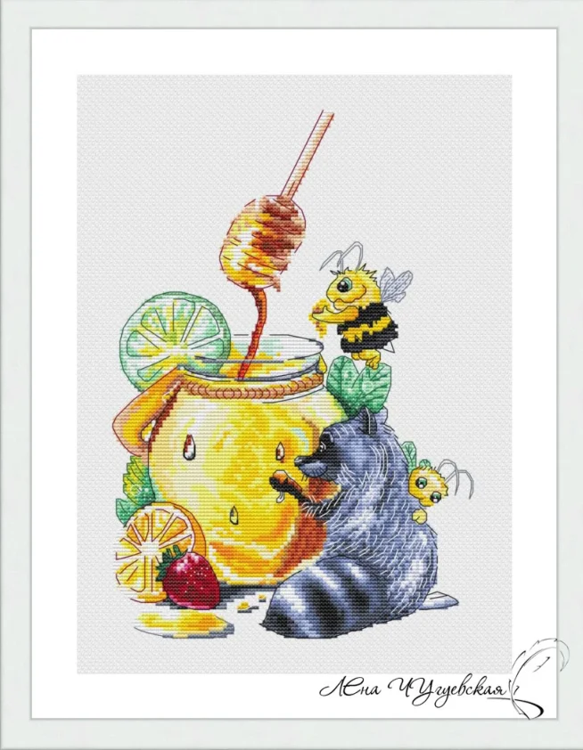 

raccoons and bees 28-37 Needlework,For Embroidery,DIY 14CT Unprinted Arts Cross stitch kits Set Cross-Stitching Home Decor