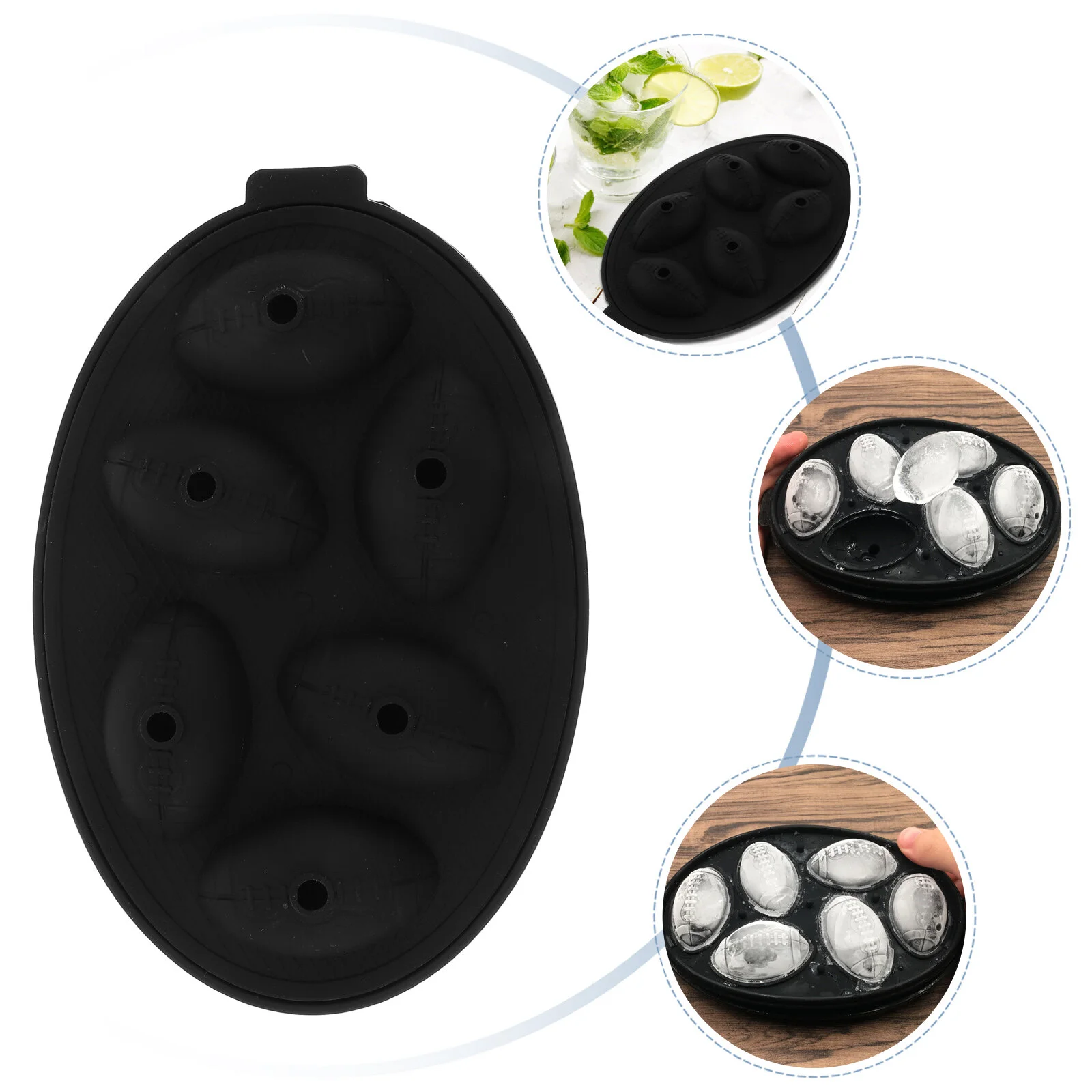 

Ice Cube Tray Rugby Shaped 6-Cavity Ice Cube Making Trays Silicone Ice Tray Mold