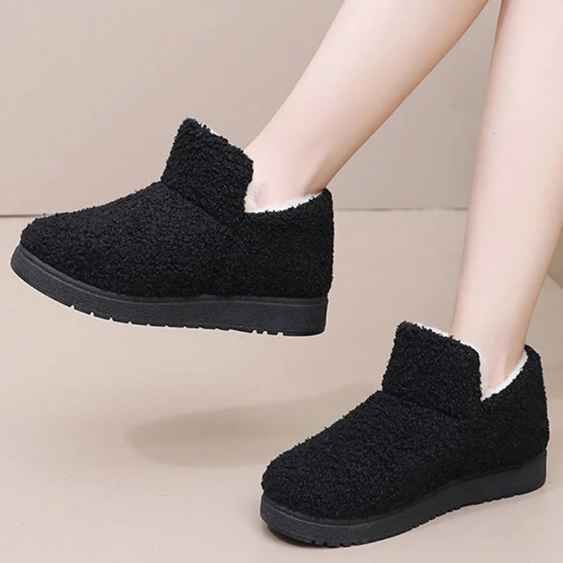 Зимние женские ботинки меховая обувь женская без шнуровки трендовые ботильоны