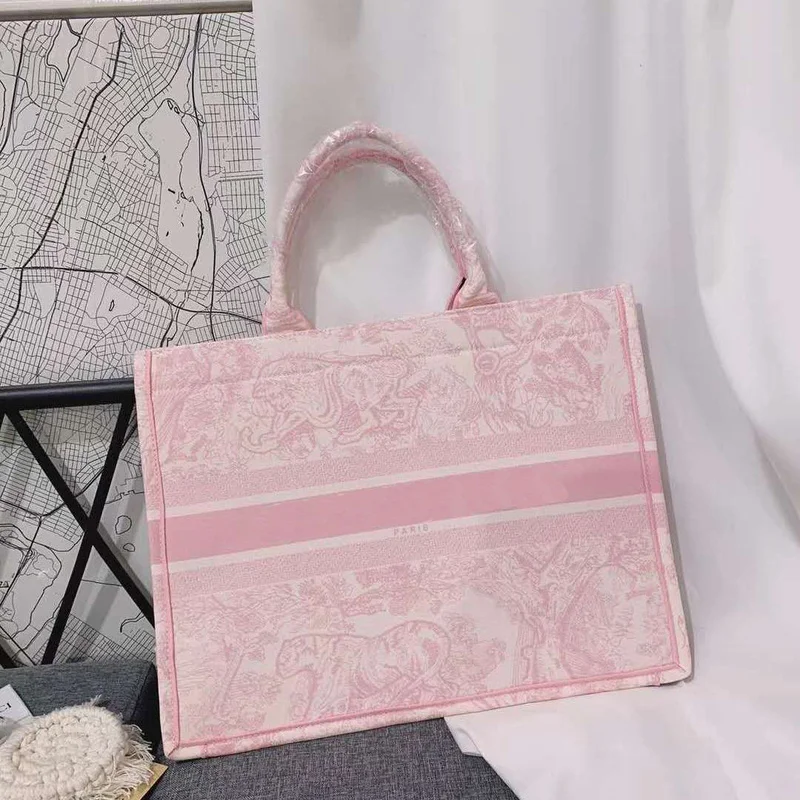 

D letter Totes for Women Embroidered Unlined Shoulder Bag Luxury Handbags Fashion Travel Shopping Bag
