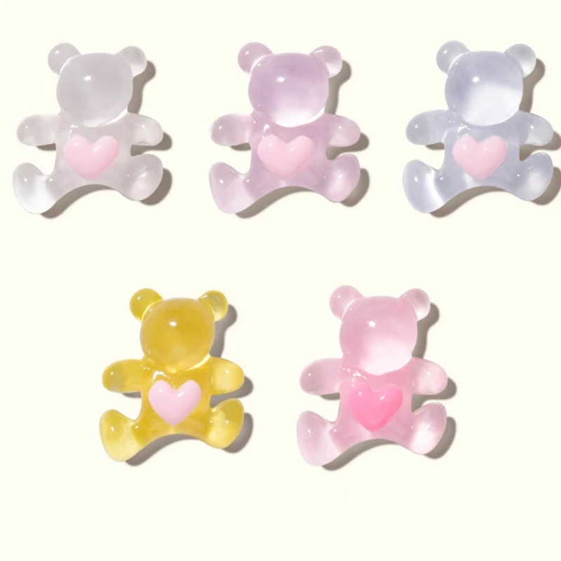 

Bear Nail Charms 3D Love Candy Crystal Bear Nail Art Decoration Cute Bear Resin