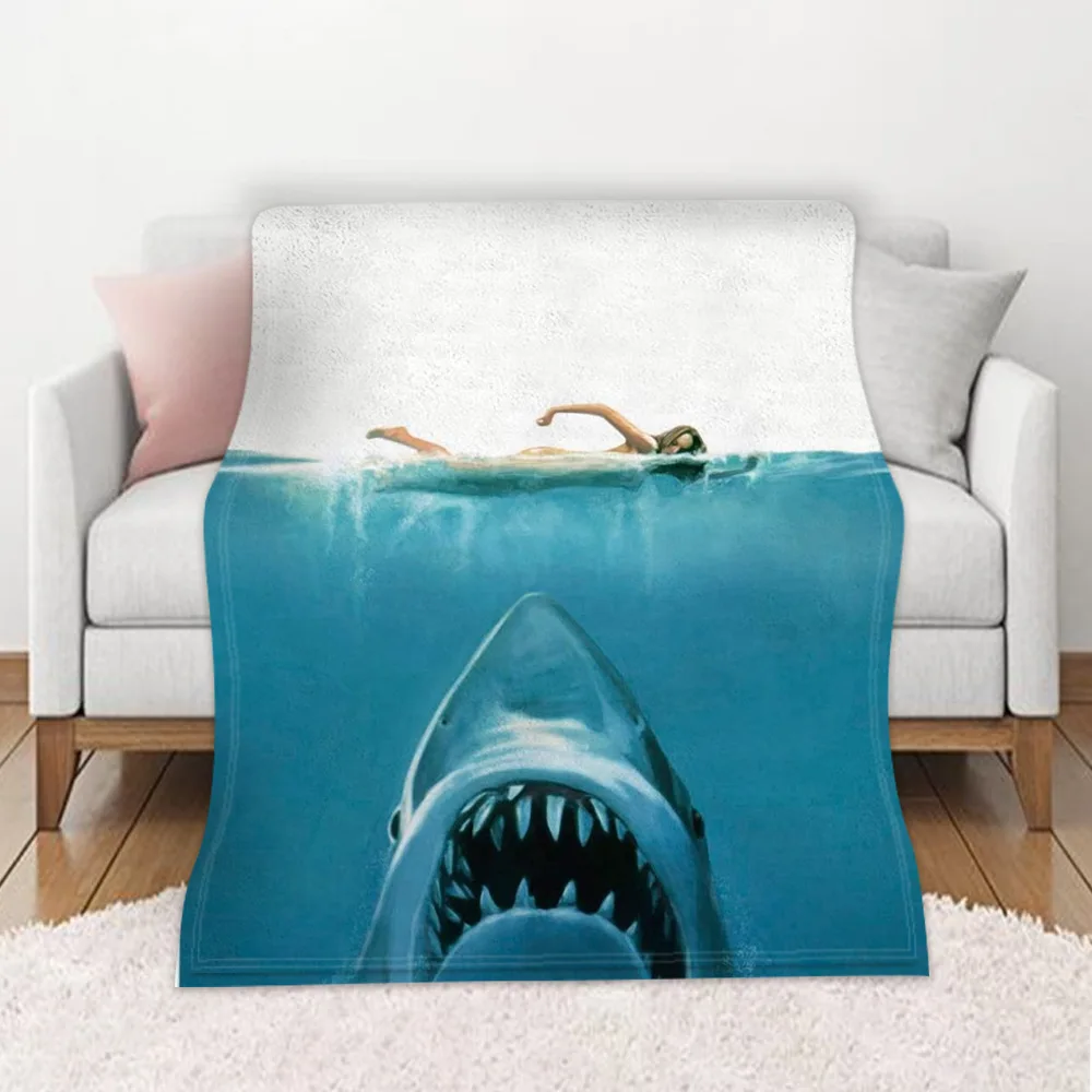 

Creative Horrible Shark 3D Sherpa Blankets For Beds Sofa Home Textile Soft Warm Beddings Cover Travel Picnic Plush Throw Blanket