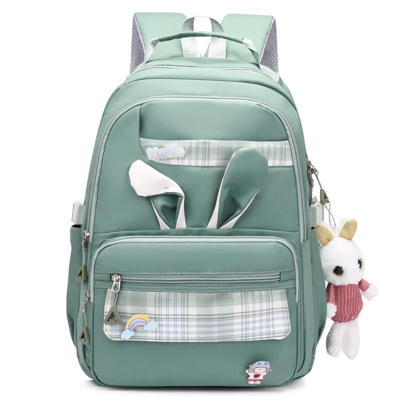 

Middle School Bags for Girls Backpack Teen High Student Schoolbag Cute Bunny Ears Campus Bookbag Large Nylon Bagpack