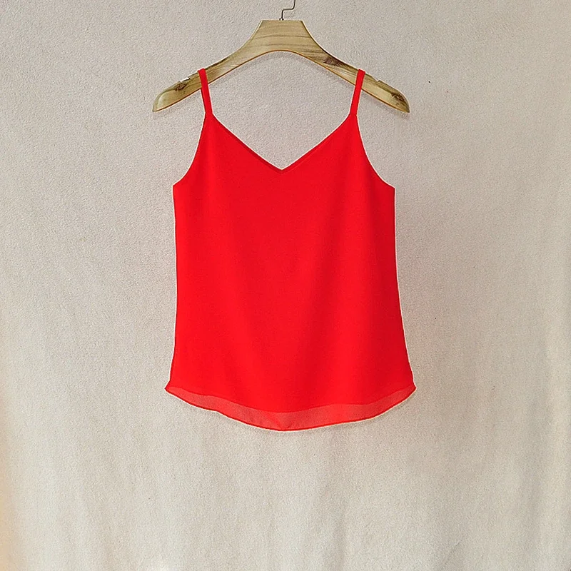 Модные тонкие женские шифоновые блузки Сексуальная рубашка без рукавов с