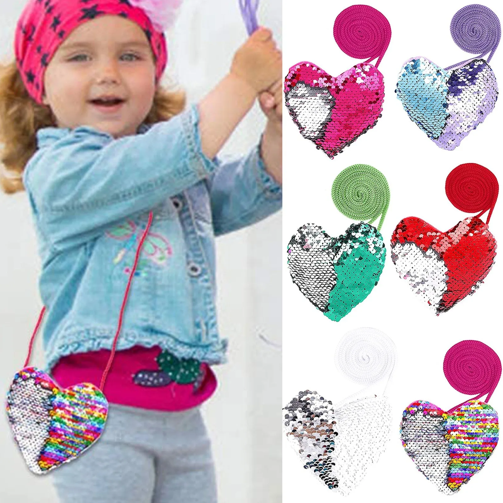 

Bags for Kids to Decorate Sequins Purse Party Cross Body Bags For Birthday Mini Purse Bag Gift Children's Kids Pencil Bag Kids