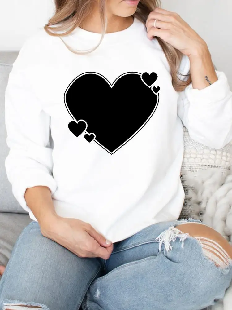 

Watercolor Love Heart Trend Cute Pullovers For Women Autumn Spring Fall Graphic Sweatshirts Casual Printing Top Female Clothing