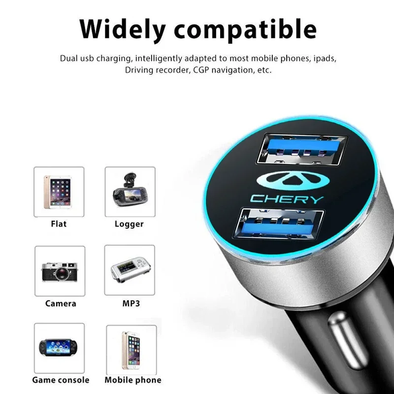 Автомобильное зарядное устройство с 2 USB-портами для Chery Tiggo 7 4 8 3 Pro 5x5 T11 E3 IQ QQ Arrizo