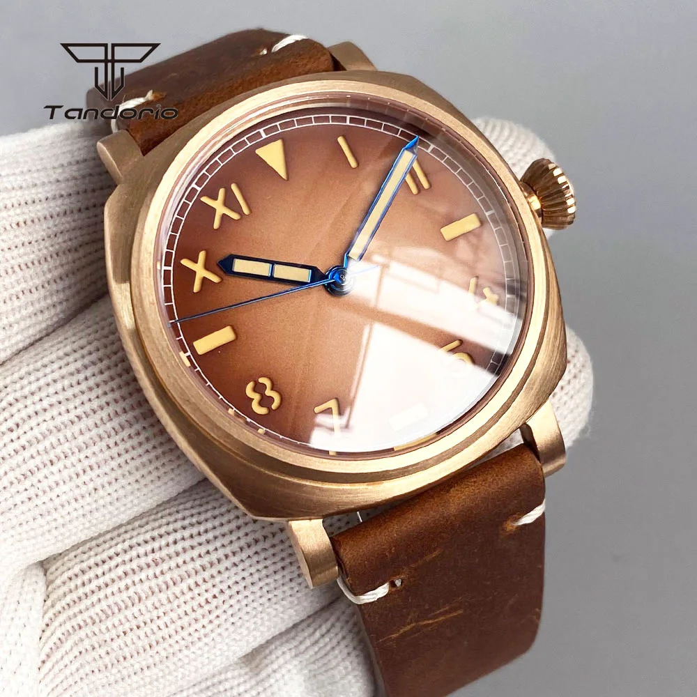 Мужские часы Tandorio, 42 мм, CUSN8, бронзасталь, квадратный корпус, сапфировое стекло, циферблат California, 20BAR, автоматический механизм Miyota 8215NH352824 (art.: 3920db84fb3bc) - 3920db84fb3bc