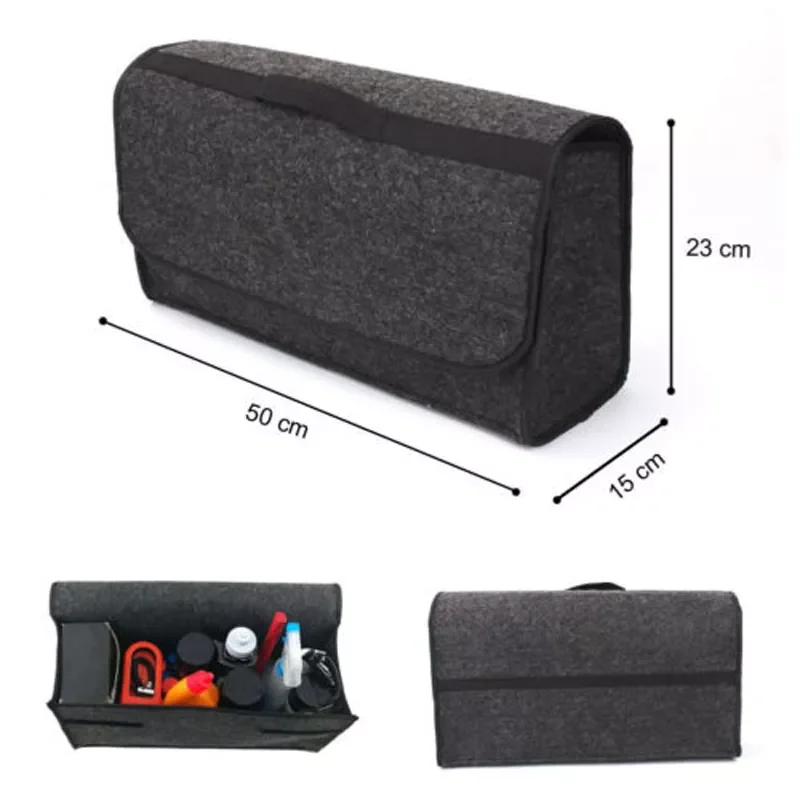 

Car Trunk Bag New Style Large Anti Slip Compartment Boot Storage Organiser Gray Case Utility Soft Felt Tool Bag
