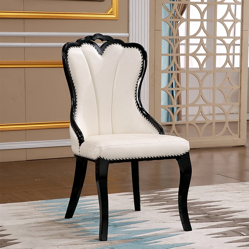 

European-style Dining Chair White Simple Modern Restaurant Fashion Soft Bag Hotel Leisure Korean PU Leather Villa Solid