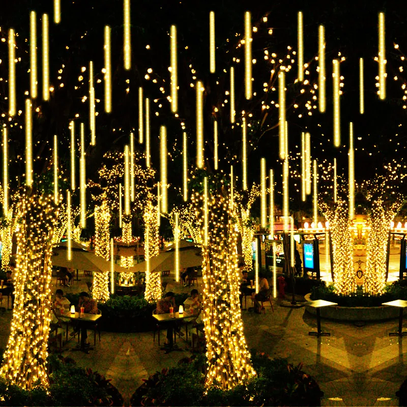 

8 Tubes Meteor Shower Rain Led String Lights Street Garlands Christmas Tree Decorations for Outdoor New Year Fairy Garden Lights