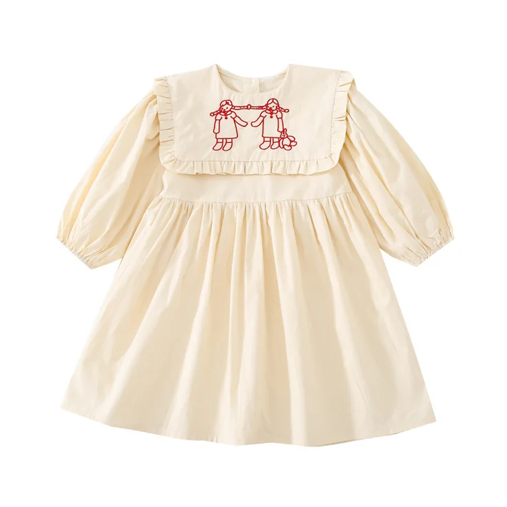 

2022 Spring New Korean Girl Dresses Kids Princess Dress Pure Color Baby Girl Dress Luxury Dress Winter Dress for Girls