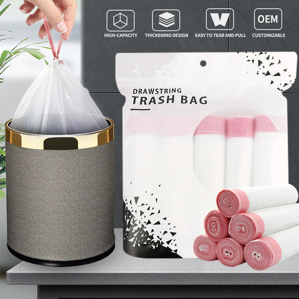

75pcs Disposable Drawstring Trash Bag Garbage Bags Rubbish Pouch Environmental Waste Bags Point-break Easy to Tear