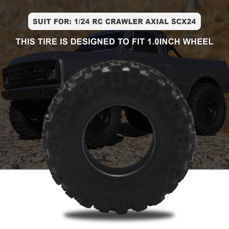 4PCS 52X17mm 1.0 Soft Rubber Wheel Tires Tyre For 1/24 RC Crawler Car Axial SCX24 90081 AXI00001 Upgrade Parts