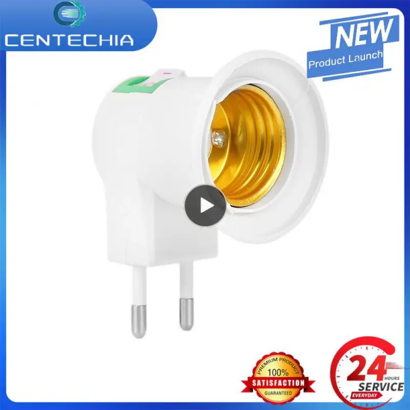 

5~20PCS Hot Sale Practical White E27 LED Light Socket To EU Type Plug Adapter Converter With ON / OFF Switch For Bulb Lamp Base