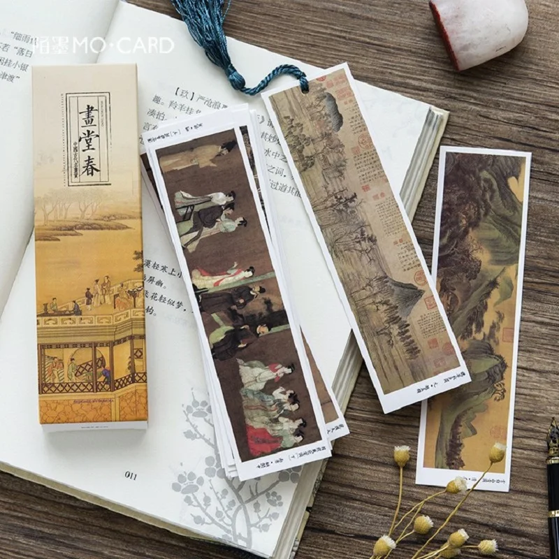 

30 шт./лот креативная бумага с рисунком древнего пейзажа, Закладка для книг, канцелярские принадлежности, зажим, карта сообщений, рекламный подарок, канцелярские принадлежности