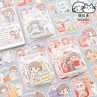 100pcs cute bubble ordinary girl memo pad kawaii cartoon material paper decorative stationery scrapbooking diary album lable