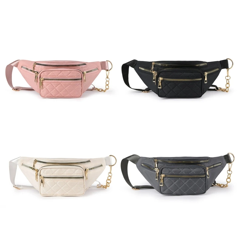 

Fanny Pack Nylon Waist Bag Zippered Chest Bags Sling Travel Pouch for Women Girl