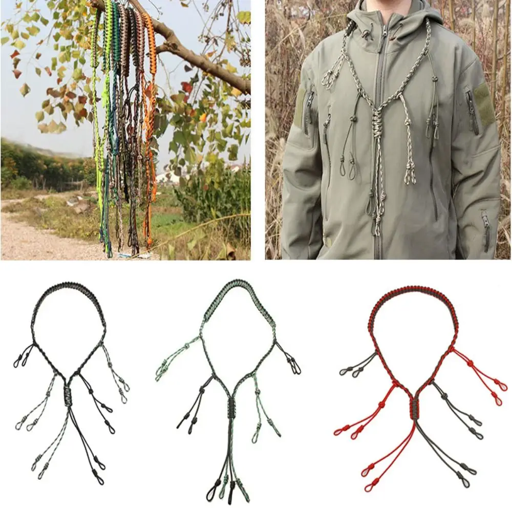 

12 Adjustable Loops 12-Ring Duck Call Lanyard Portable Colorful Hand Braided Necklace Nylon Whistle Lanyard Outdoor Hunting Gear